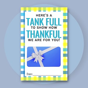 Titolare di carta regalo stampabile per dipendenti / Riconoscimento dei dipendenti della carta gas / Titolare della carta regalo di apprezzamento dei dipendenti