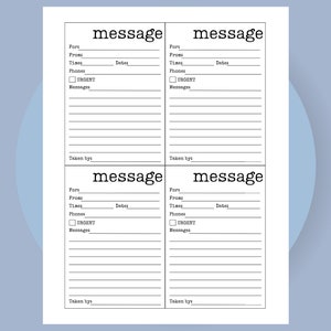 Printable Message Form, Missed Call PDF, Phone Message Memo Template, Minimalistic Message Form for Work