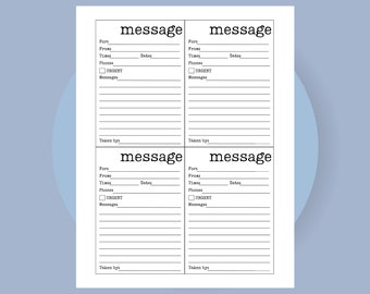 Printable Message Form, Missed Call PDF, Phone Message Memo Template, Minimalistic Message Form for Work