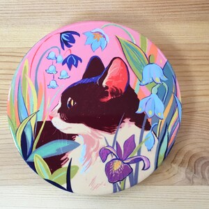 Ceramic coaster &quot;Spring cat&quot;