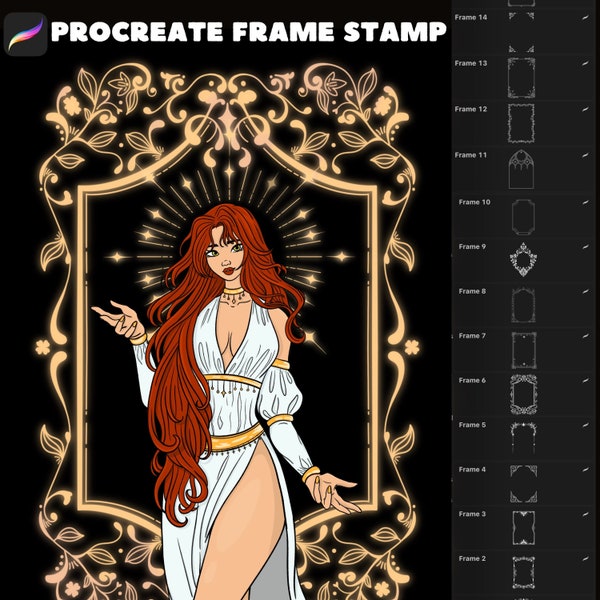 Procreate Frame Stamps Instant Download frames Png Procreate Brush Set Ornate Art Frame Procreate Decorative Elements Procreate Stamp