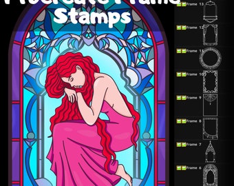 Procreate Frame Stamps : pinceaux d'ornement vintage (téléchargement numérique)