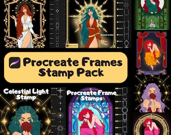 Ensemble de pinceaux pour cadre Procreate : cadres d'art céleste (téléchargement numérique)