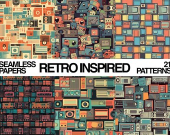 RETRO, Retro Cartoon Seamless Pattern, vintage design Retro Background, Printable Digital Paper