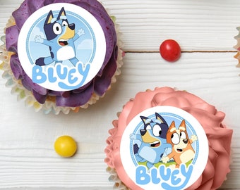 Edible Bluey Inspired Cupcake Toppers - Wafer Card, Wafer Paper or Icing Sheet