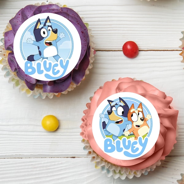 Edible Bluey Inspired Cupcake, Cookie or Drink Toppers