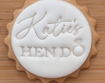 Custom Hen Party Cookie Stamp and Cutter, Personalized Fondant Embosser