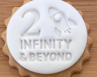 M&S Sized Cookie Cutter 2 Infinity and Beyond Biscuit Stamp - DIY Fondant Cupcake Topper
