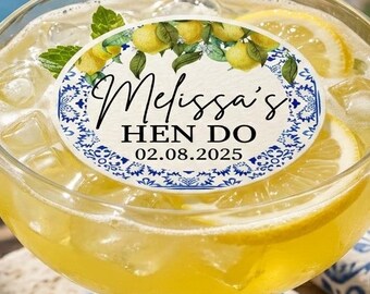 30 Personalised Amalfi Lemon Edible Toppers: Italian Theme Bridal Shower Decor