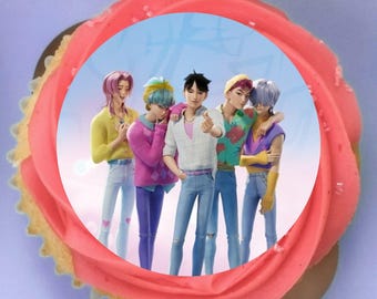 15 or 30 Edible Saja Boys Demon Hunter KPop Cupcake Toppers: Vegan, Gluten-Free
