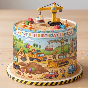 Construction Cake Wrap Birthday Icing Sheet, Personalised Sheet Cake Topper, Custom Costco Cake Hack, Diggers Dumper Decoration