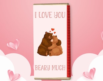 Personalisierte Valentinstag Schokolade Wrapper | Beary Much, DIY Printable (Instant Download)