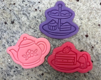 Afternoon Tea Cookie Cutters and Embosser Stamps – Biscuit Fondant Toppers
