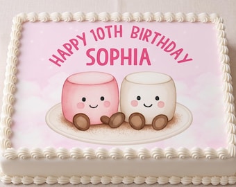 Personalised Edible Icing Sheet - Marshmallow Jellycat Inspired, Birthday Cake Topper, Vegan, Gluten-Free