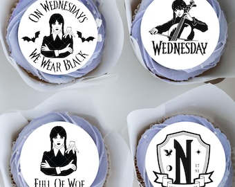 Wednesday Addams Inspired Edible Cake/Cupcake/Drink Toppers: Vegan, Gluten-Free