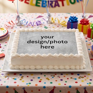 Personalised Edible Photo / Logo Icing Sheet Cake Wrap, Birthday Cake Topper, Vegan, Gluten-Free
