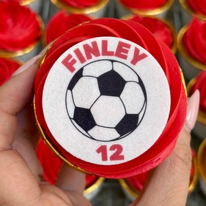 15 or 30 Personalised Football Edible Cupcake Toppers: Vegan, Gluten-Free