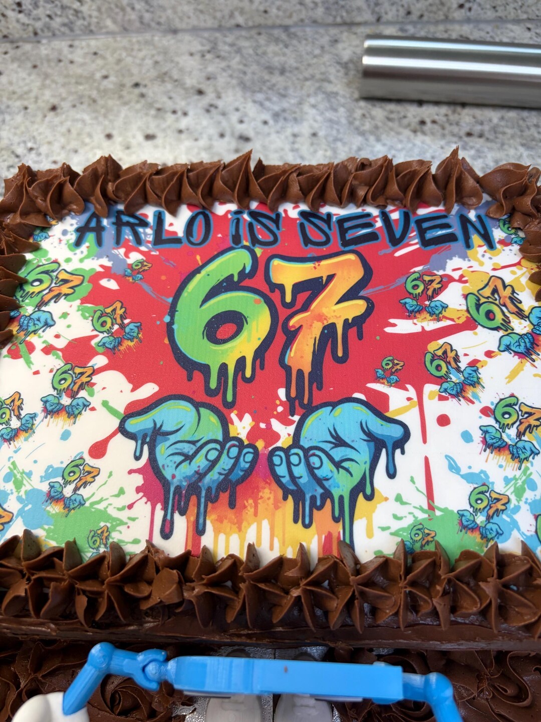67 Six Seven Theme Edible Icing Sheet Cake Wrap - Birthday Cake Topper ...