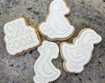 Silly Goose Duck Cookie Cutters and Stamps - Set of 4, Fondant Toppers