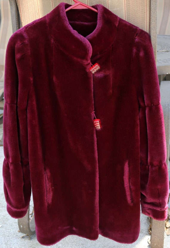 Merlot Ladies Faux Fur Long Coat (Size 11 - 12)
