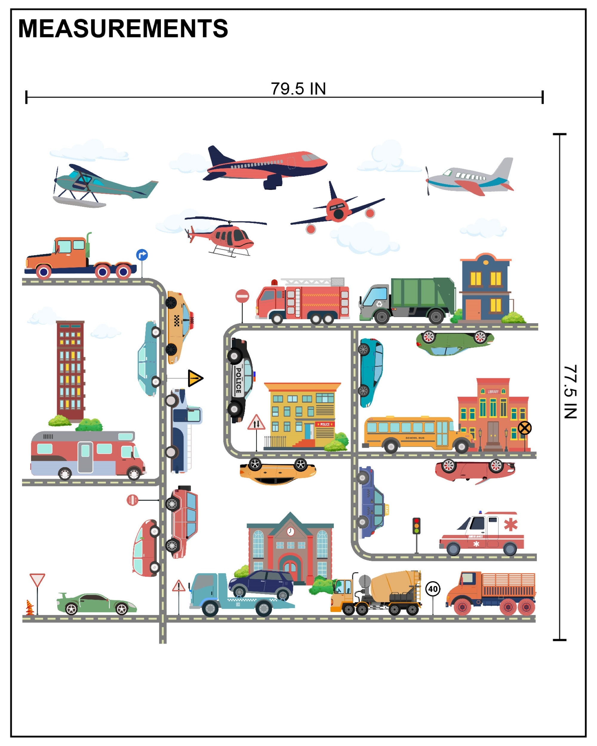 Removable Transportation Theme Wall Decals for Nursery and Kids Rooms ...
