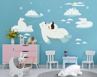 Arctic Polar Bear Nursery Wall Decal Sticker Wallpaper