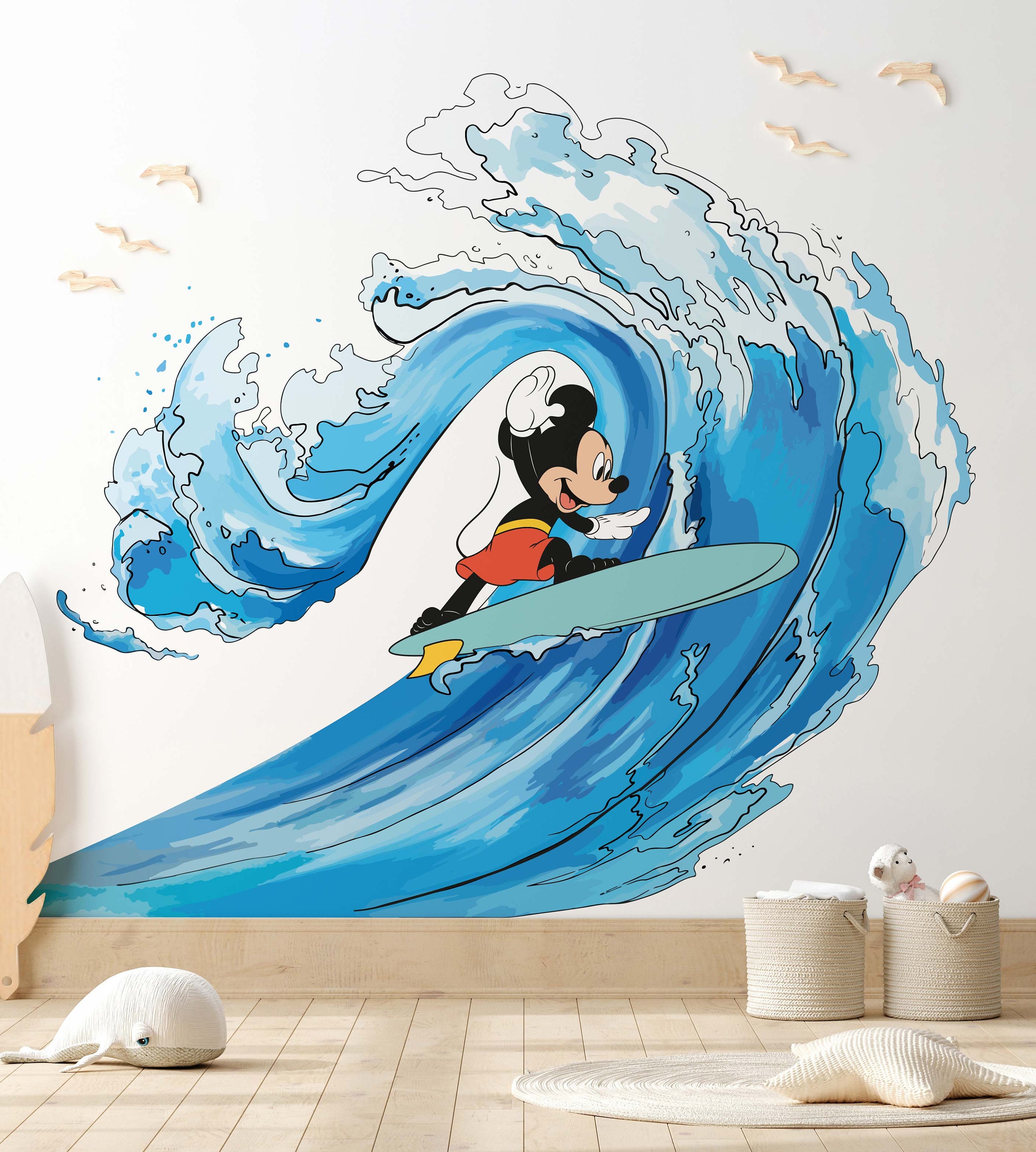 新品 サーフミッキー SURF MICKEY WALL CANVAS ART Mickey Mouse Surfing Wall Decal for Kid Wall Sticker for