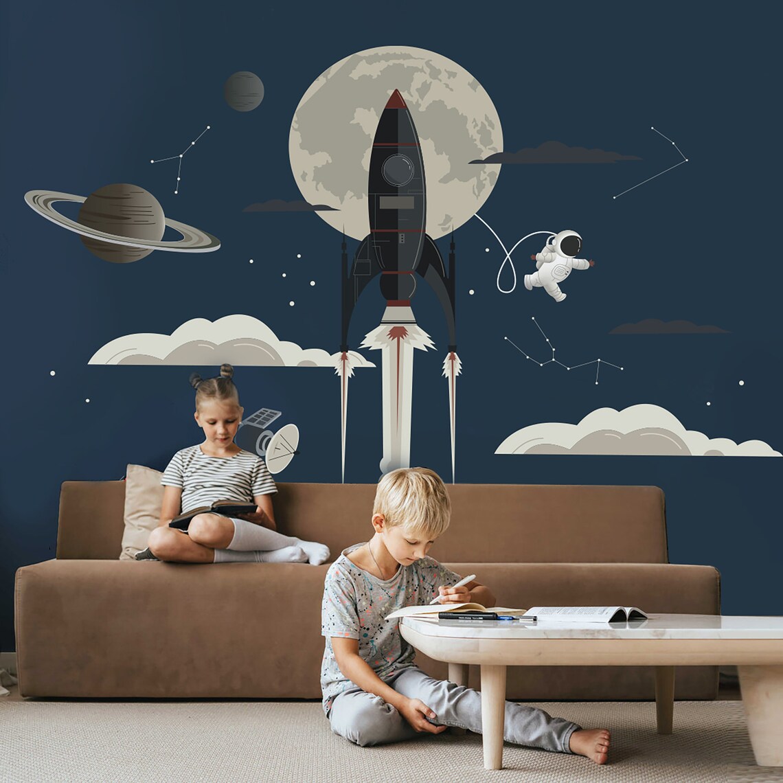Space Rocket Constellation Star Galaxy Planet Astronaut Wall Decal ...