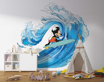 Mickey Mouse Surfing Wall Decal for Kid Wall Sticker for Nursery