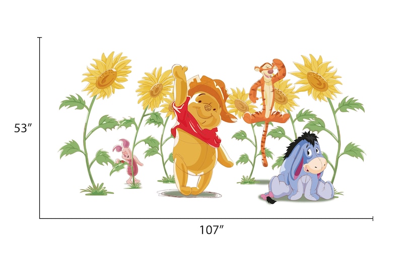 Removable Winnie the Pooh With Sunflower Wall Decal Sticker Etsy