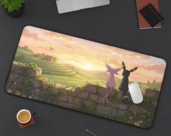 Espeon and Umbreon Pokémon Desk Mat | Sunset Countryside Mousepad