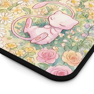 Sleeping Pokémon Meadow Desk Mat | Charmander, Eevee, Pikachu, Piplup, Mew Floral Mousepad image 3
