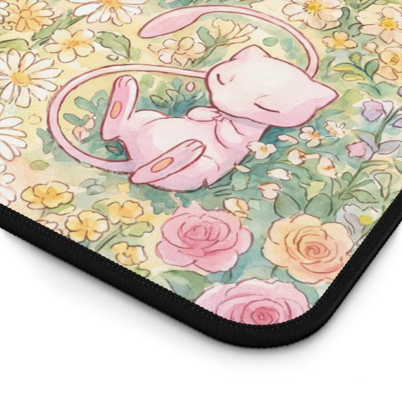 Sleeping Pokémon Meadow Desk Mat | Charmander, Eevee, Pikachu, Piplup, Mew Floral Mousepad image 3