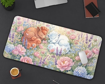 Sleeping Pokémon Floral Desk Mat | Vulpix and Alolan Vulpix Mousepad