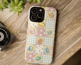 Pokémon Patchwork Phone Case | Vintage Style Pikachu, Charmander, Piplup, Eevee
