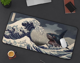 Pokémon Wave Sharpedo Desk Mat | Ukiyo-e Style Oceanic Mousepad