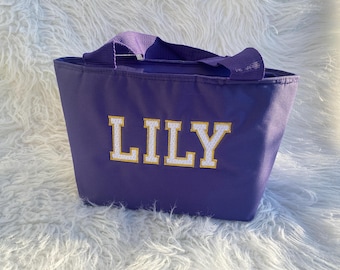 Personalized Lunch Tote, Cute Holiday Gift Lunch Bag, Christmas Gift for Coworkers, Personalized Christmas Gift Lunch Bag, Gift, Chenille