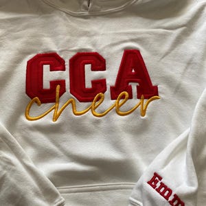 Embroidered Custom Cheer Team Name Hoodie, Personalized Cheerleader Gift, Competition Outfit, Mascot Sweatshirt, Sweater image 5