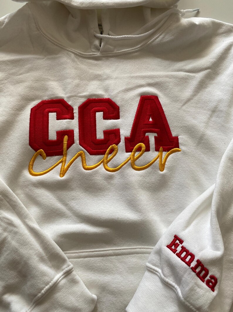 Embroidered Custom Cheer Team Name Hoodie, Personalized Cheerleader Gift, Competition Outfit, Mascot Sweatshirt, Sweater image 5