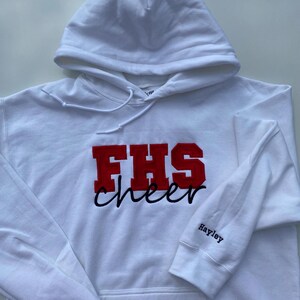 Embroidered Custom Cheer Team Name Hoodie, Personalized Cheerleader Gift, Competition Outfit, Mascot Sweatshirt, Sweater image 8