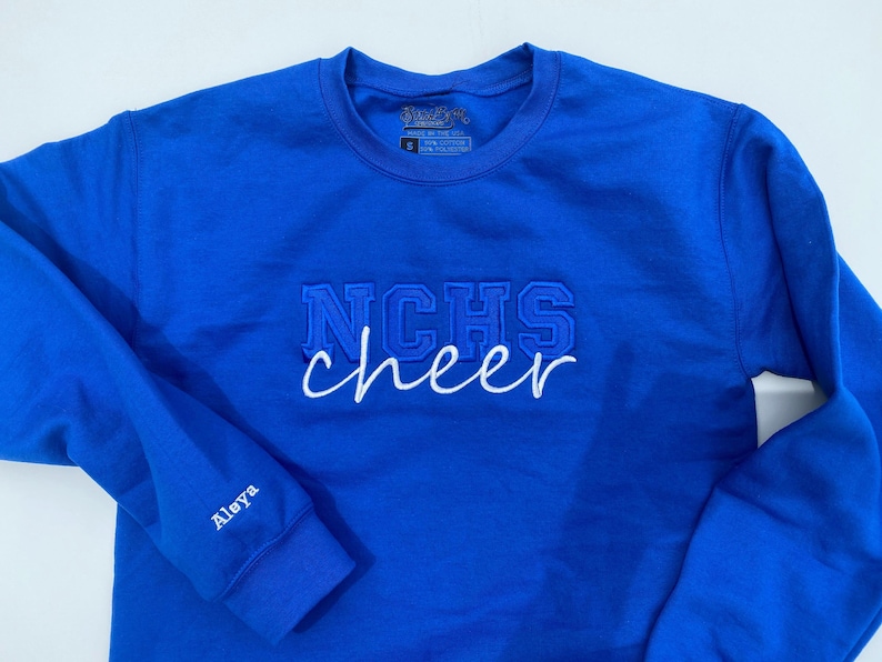 Embroidered Custom Cheer Team Name Hoodie, Personalized Cheerleader Gift, Competition Outfit, Mascot Sweatshirt, Sweater image 7