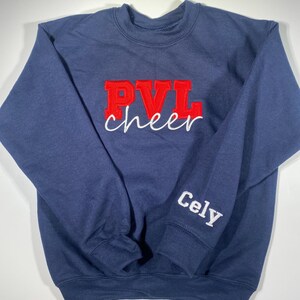 Embroidered Custom Cheer Team Name Hoodie, Personalized Cheerleader Gift, Competition Outfit, Mascot Sweatshirt, Sweater image 10