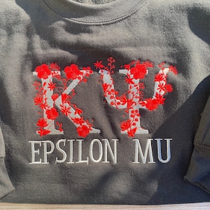 Sudadera personalizada con letras griegas bordadas de hermandad, cuello redondo de capítulo de hermandad, regalo de hermandad