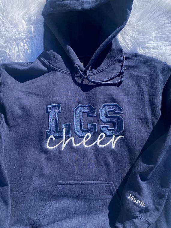 Embroidered Custom Cheer Team Name Hoodie, Personalized Cheerleader Gift, Competition Outfit, Mascot Sweatshirt, Sweater