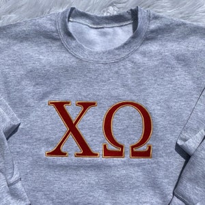 Sudadera con letras de hermandad personalizada, sudadera con bordado griego personalizado, sudadera con cuello redondo de la universidad Big Little Stitched, regalo de graduación