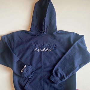 Embroidered Custom Cheer Team Name Hoodie, Personalized Cheerleader Gift, Competition Outfit, Mascot Sweatshirt, Sweater image 9