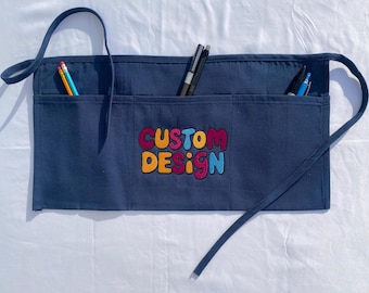 Custom Embroidered Waist Apron with Pockets, Custom Gift for Her, Custom Gift for Him, Kitchen Apron, Barbeque Apron, Bartender Apron, Chef