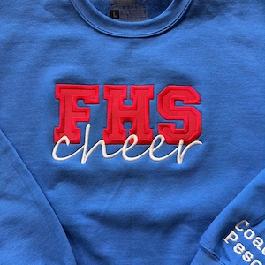 Embroidered Custom Cheer Team Name Hoodie, Personalized Cheerleader Gift, Competition Outfit, Mascot Sweatshirt, Sweater image 12