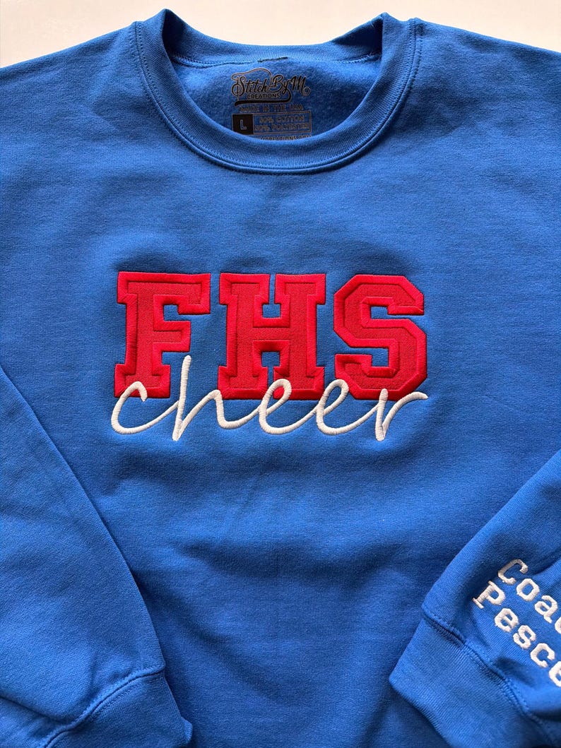 Embroidered Custom Cheer Team Name Hoodie, Personalized Cheerleader Gift, Competition Outfit, Mascot Sweatshirt, Sweater image 12