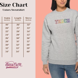 Teach Embroidered Sweatshirt, Embroidered Teacher Crewneck, Gift for Teacher, Teacher Appreciation Day, Gift, Personalized Shirt image 4